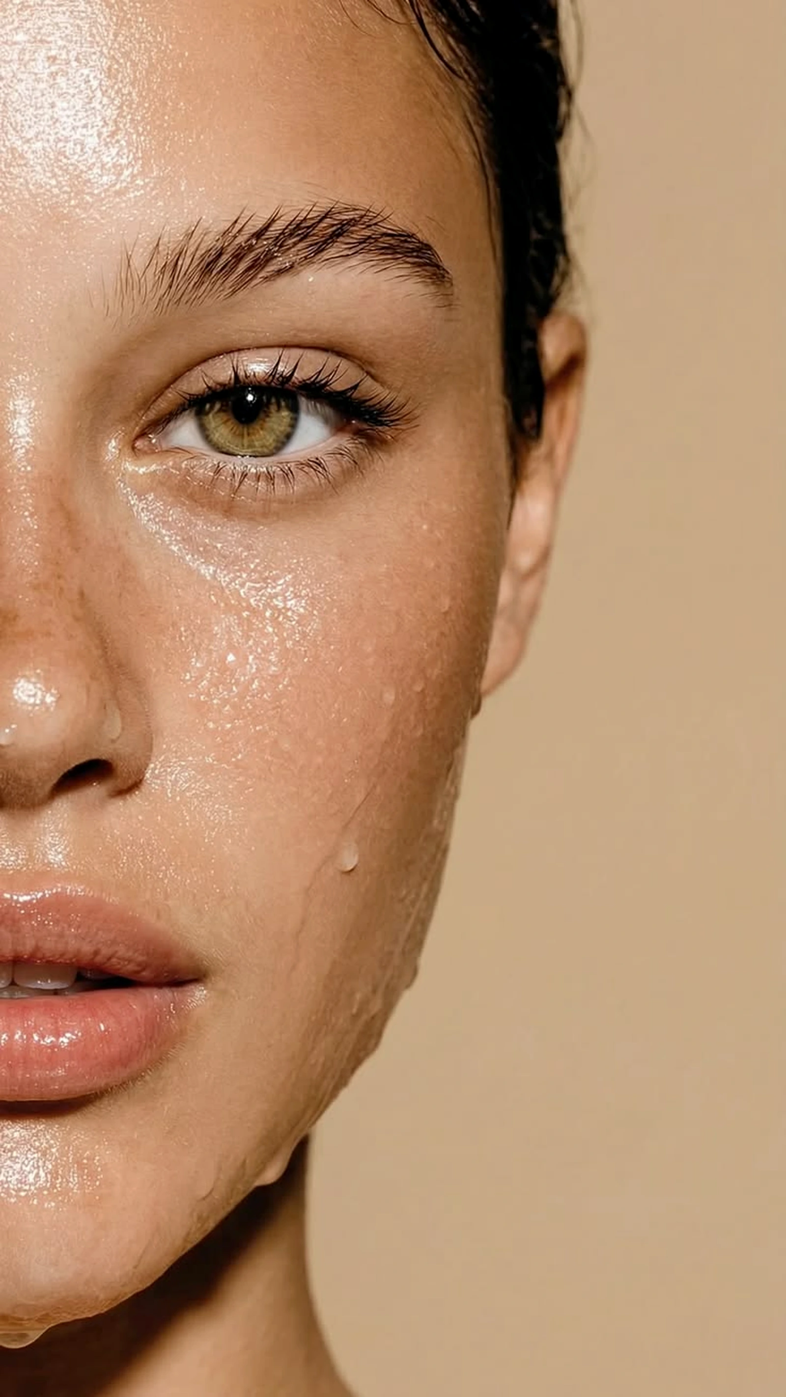 Hero beauty close-up occhi e pelle luminosa